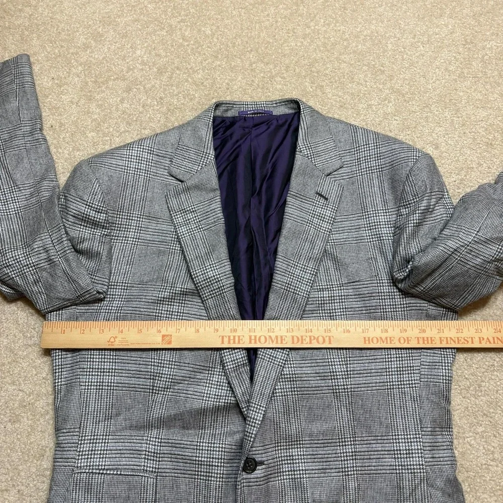 Ralph Lauren Purple Label Sport Coat Blazer 54 IT 44 US Plaid Wool Silk Cashmere